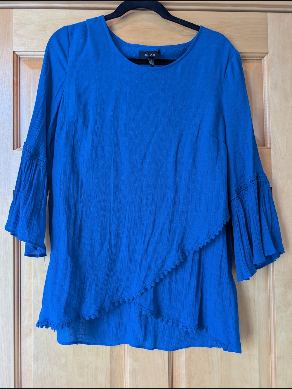 ALYX Royal Blue Textured Bell-Sleeve Blouse